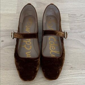 Sam Edelman Brown Velvet Mary Jane Flats
